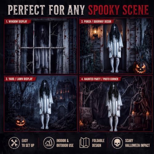 Novabright 47 Inch Halloween Standing Yard Sign for Outdoor Decor with Metal ...