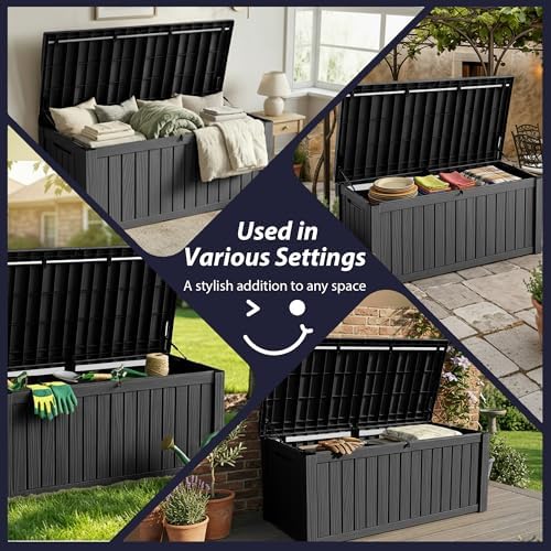180 Gallon Resin Deck Box, Outdoor Storage Box, Waterproof UV Resistant，Weath...