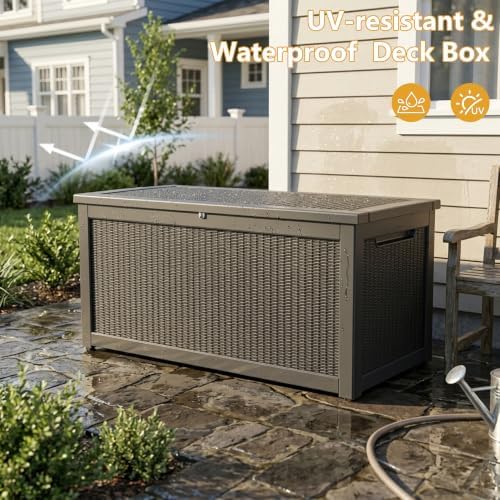 380 Gallon Outdoor Storage Box Waterproof Lockable Deck Box