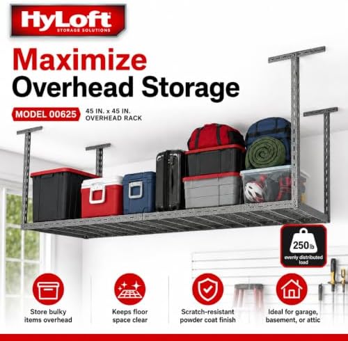 Hyloft Overhead Steel Garage Storage System, Ceiling Rack, 45-Inch x 45-Inch,...