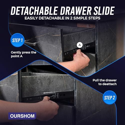 14 Inch Drawer Slides 10 Pairs (20pcs) Side Mount Rails - Heavy Duty Full Ext...