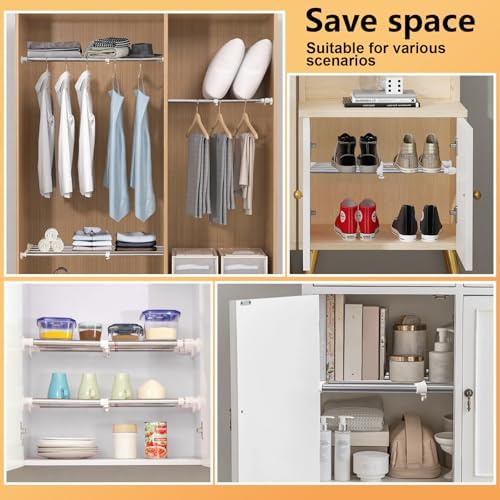 BAOYOUNI Closet Tension Shelf Adjustable Organizer 19.7-31.5" Ivory