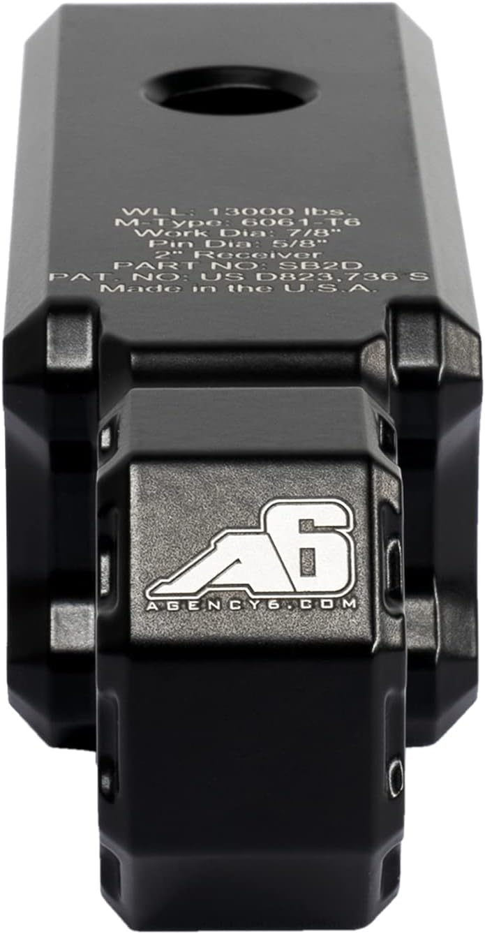 Agency 6 Recovery Shackle Block 2" (Double Hole) - Powder Coated Black -...