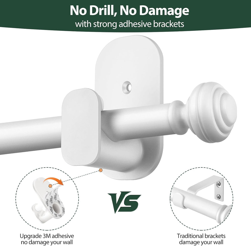 KAMANINA Curtain Rods No Drilling for Windows 32 to 86 Inches, White 2 Pack