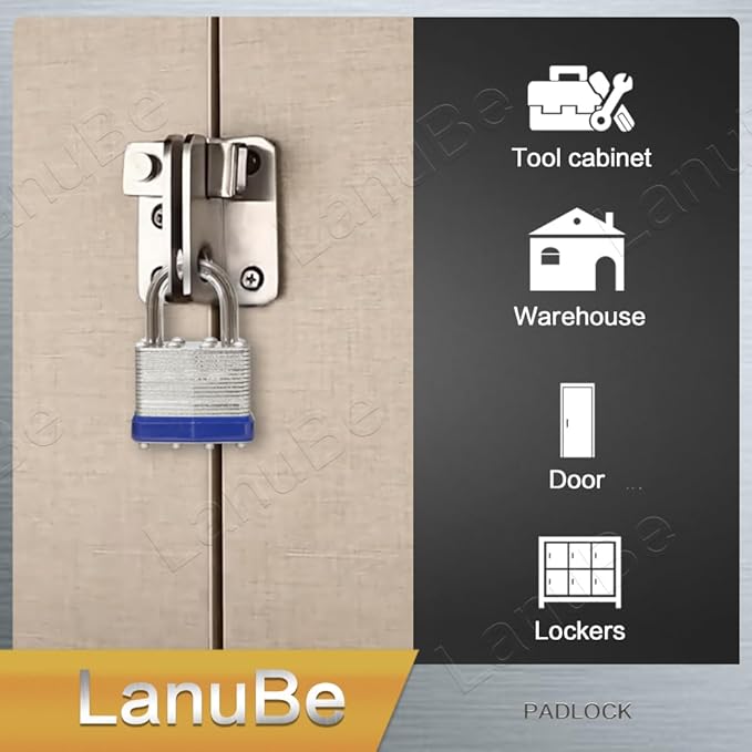 LanuBe Lock Laminated keyed Padlock, keyed Alike Locks, Normal Shackle (60 Pack)