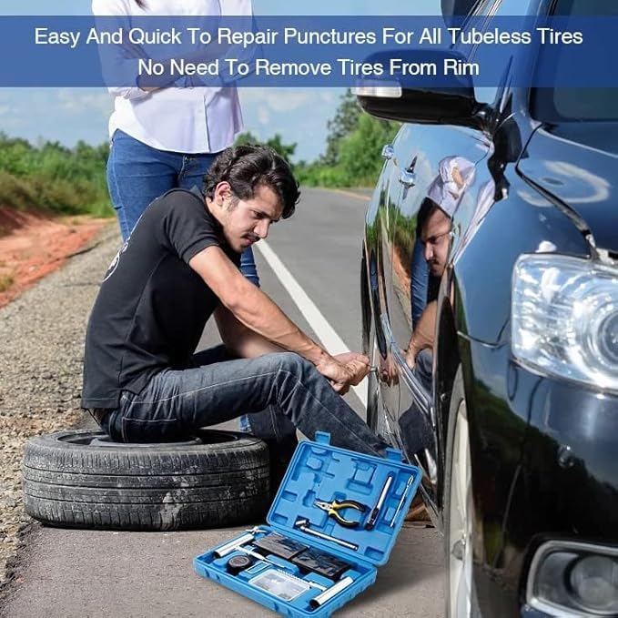 Flat Tire Repair Kit with Plug 68 Pcs