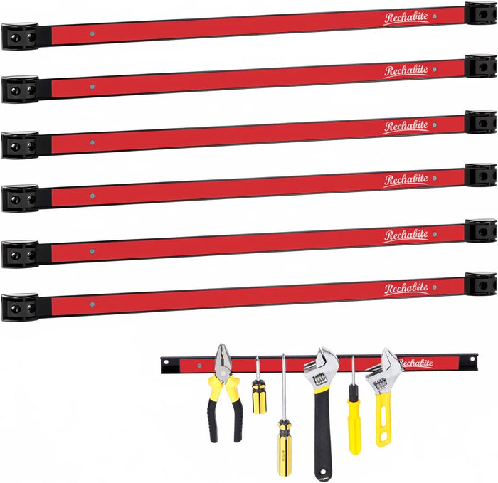 6 Pieces 24" Magnetic Tool Holder Strip, Metal Tool Organizer Rack