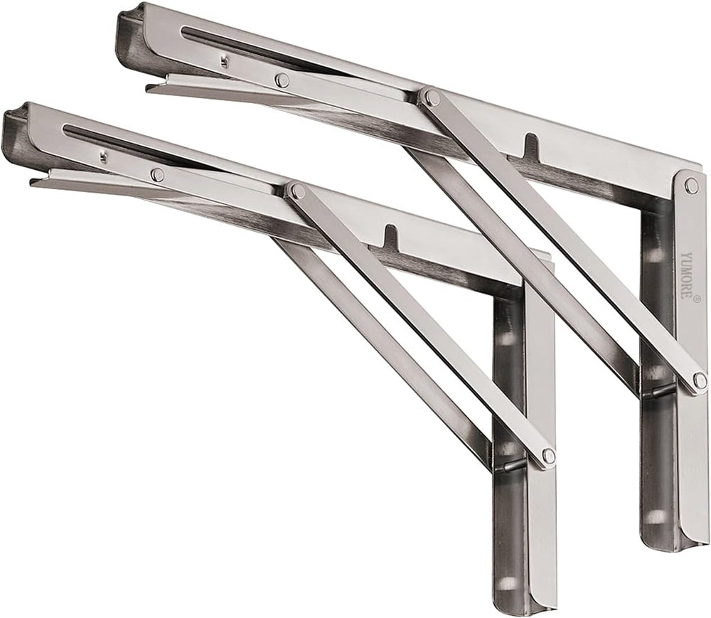 YUMORE Folding Shelf Brackets 12", Max Load: 330lb Heavy Duty Stainless ...
