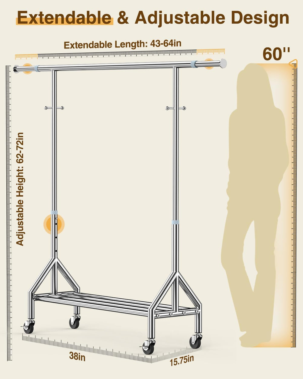 Upgraded 100% Stainless Steel Clothing Rack Load 760LBS, Heavy Duty Clothes R...