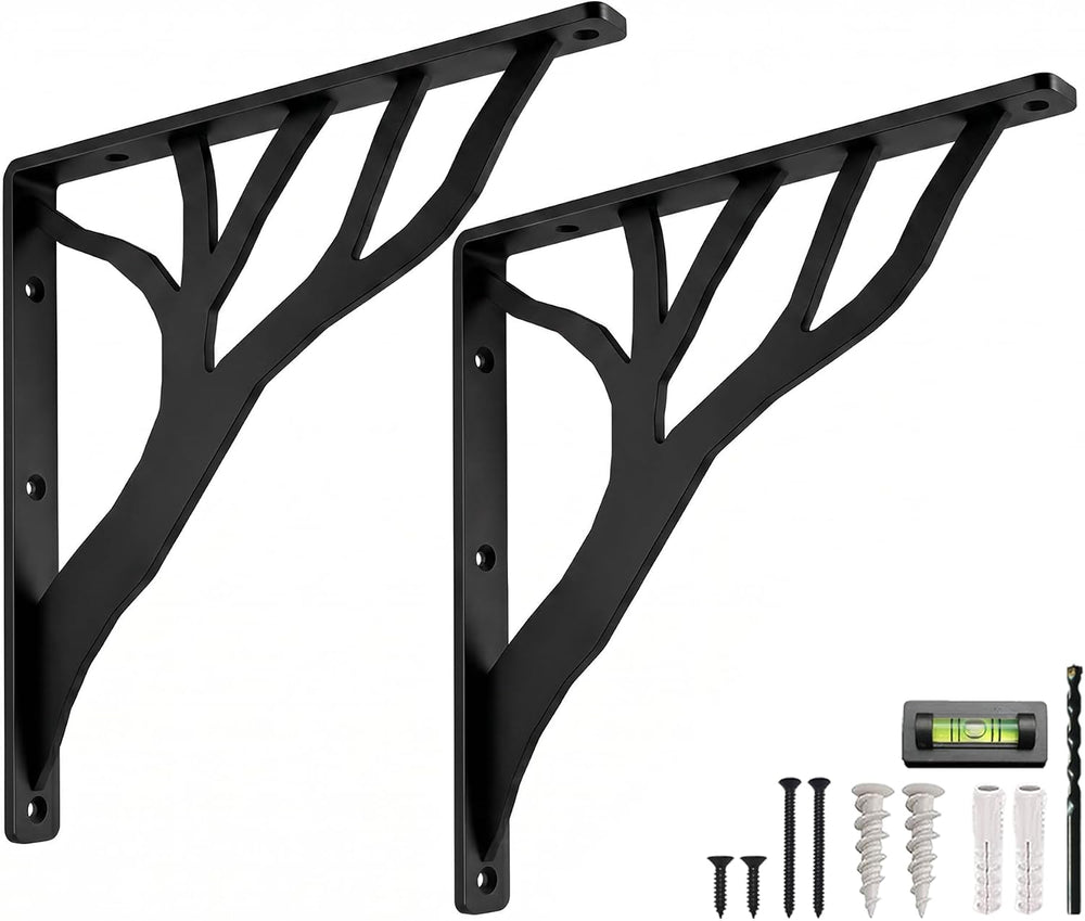 Rustic Tree Black Heavy Duty Shelf Brackets 12 inch by Balin Designs, Decorat...