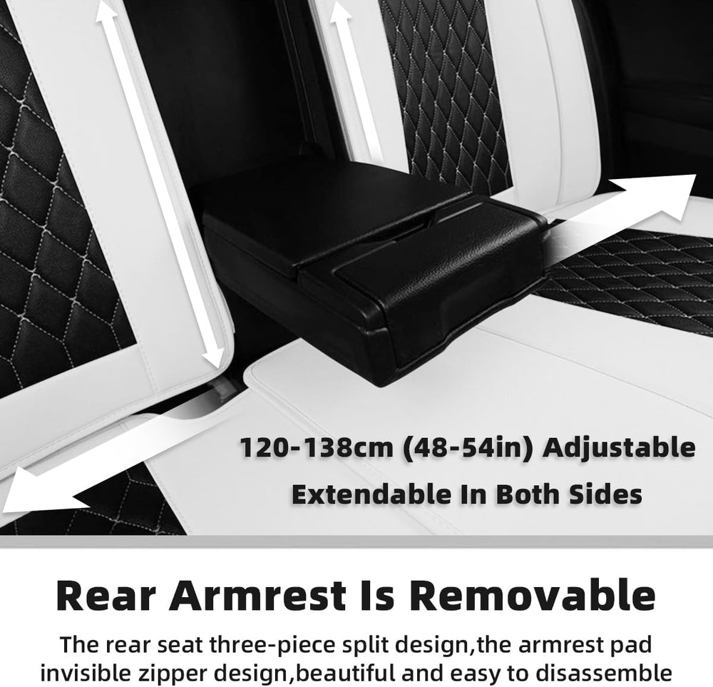 Car Seat Covers Full Set,Universal White PU Leather Auto Seat Protectors