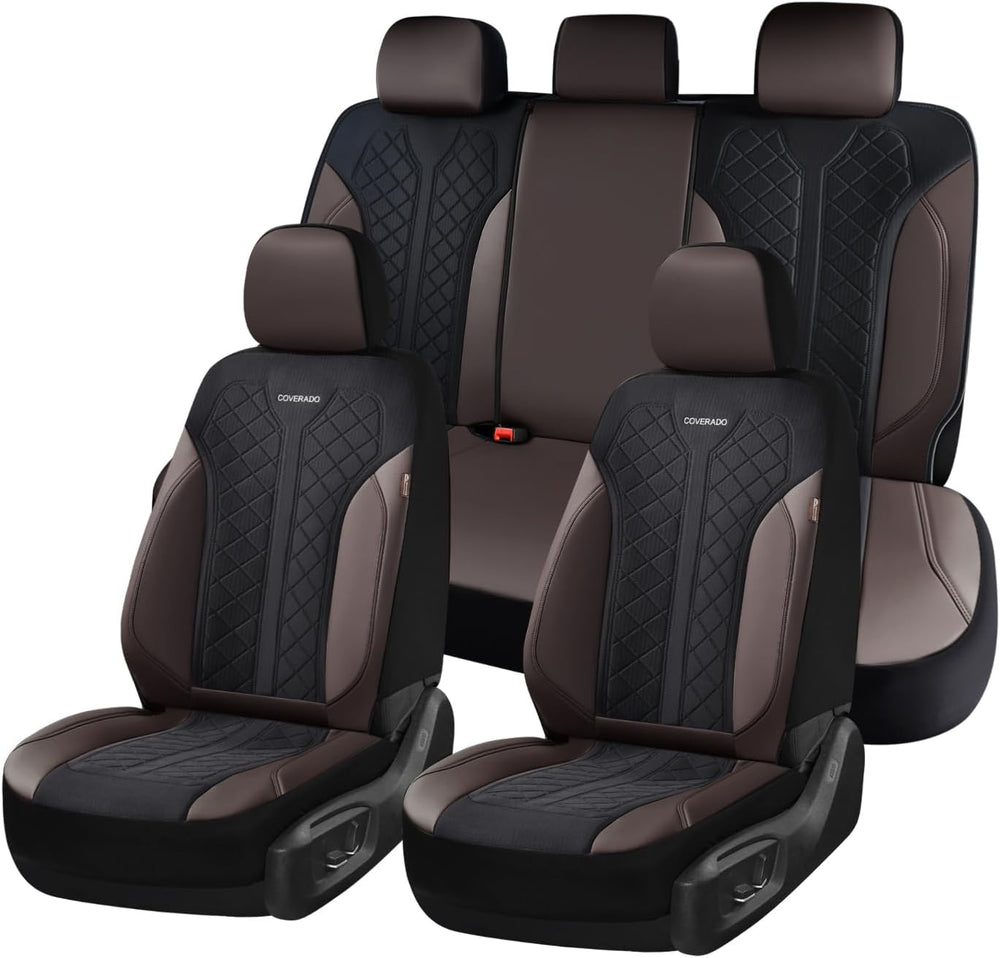 Coverado Seat Covers for Car 5 Seats, Leather Car Seat Covers Fullset, Breath...