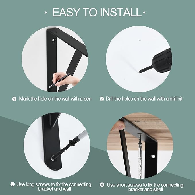 20 Pack L8 x H 6" Black Heavy Duty Shelf Brackets