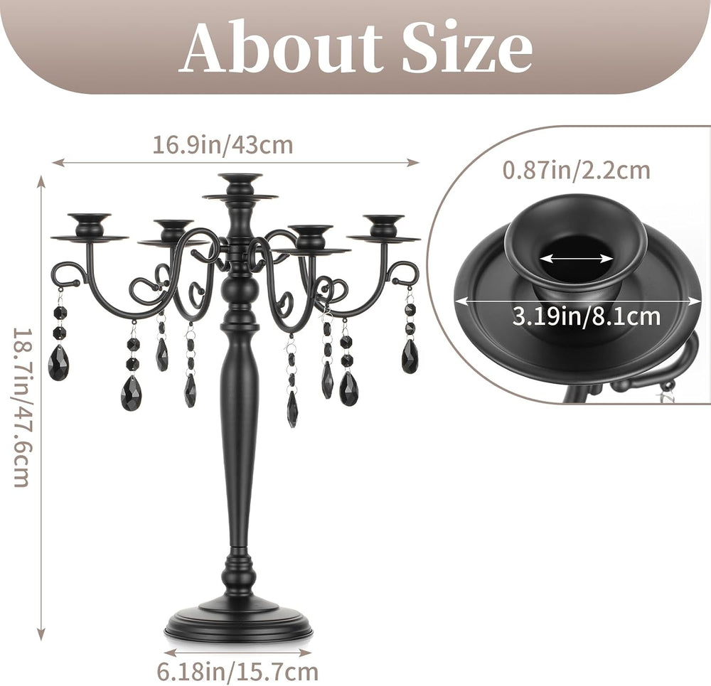Sziqiqi Black Candelabra Centerpiece for Halloween: Gothic 5 Arm Candelabra