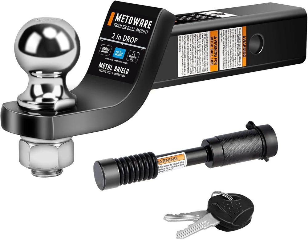 METOWARE Trailer Hitch Ball Mount 2" Drop Fits 2" Receiver, 6000Lbs...