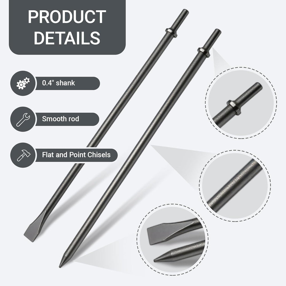 22‑Piece Air Hammer Bits Set,0.401 Inch Shank Pneumatic Chisel Bits Kit,Cr-Mo...