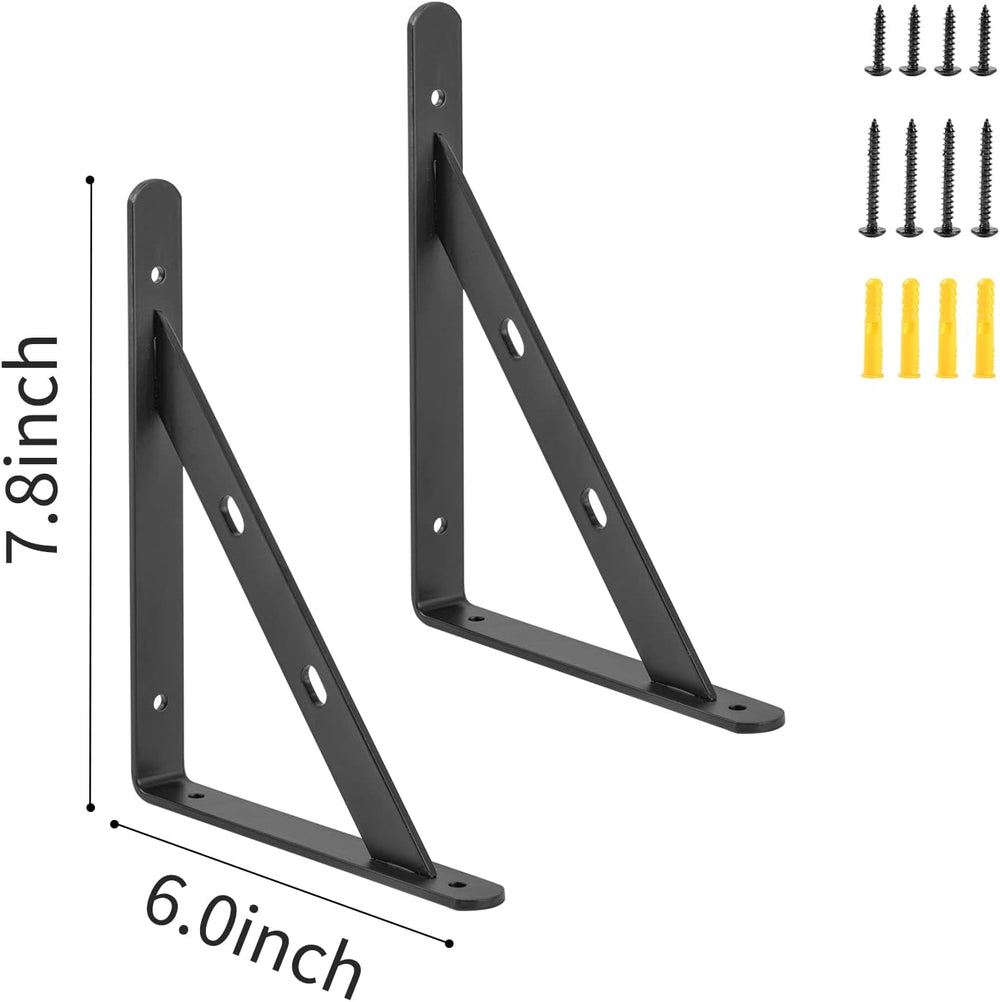 12 Pack 8" x 6" Heavy Duty Aluminum Alloy Shelf Brackets, Max Load ...