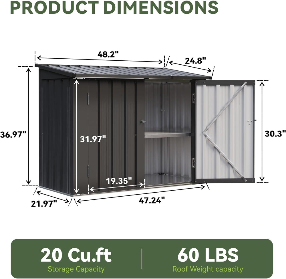 Aoxun Outdoor Storage Cabinet 20Cu.Ft Metal Storage Shed with Floor&Shelf