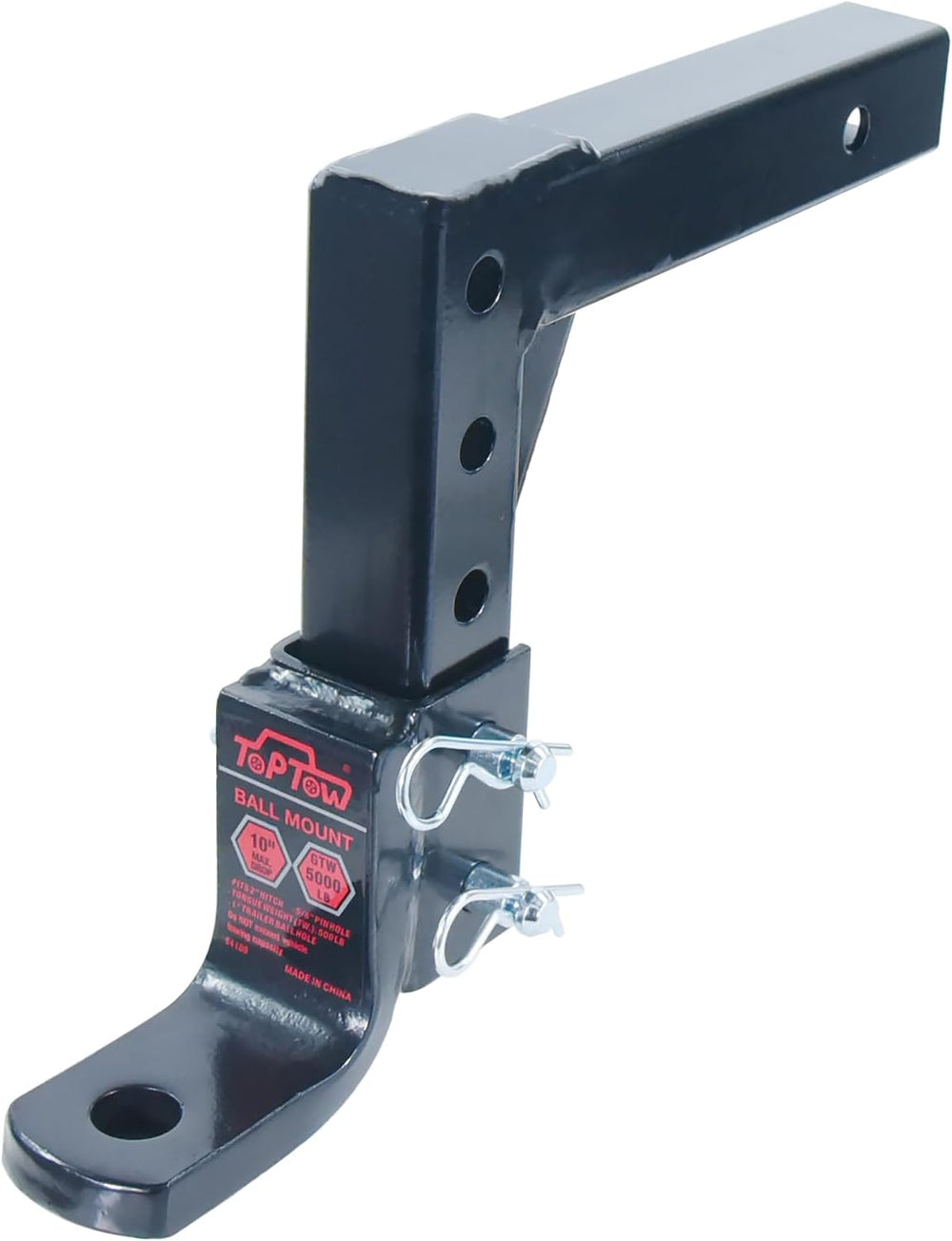 TOPTOW 64189 AdjustableTrailer Hitch Ball Mount with 5/8 inch Hitch Pin, 10 i...