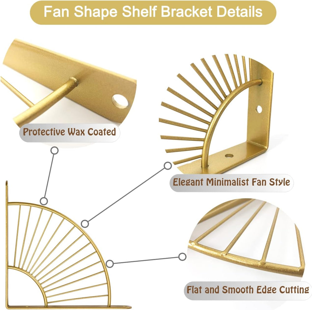Z Metnal Mid Century Modern Shelf Brackets, Brushed Gold Shelves Bracket, Wal...