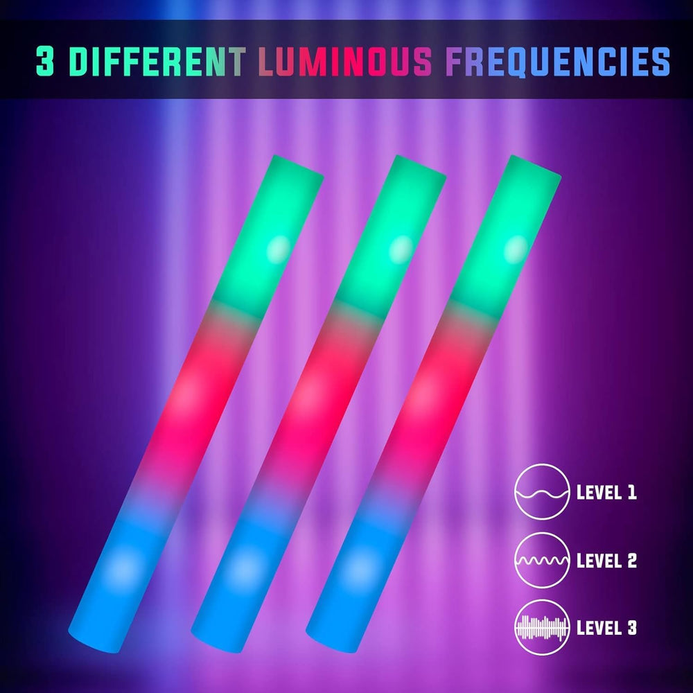 SHQDD 44 PCS Foam Glow Sticks Bulk with 3 Modes Colorful Flashing, Glow Stick...