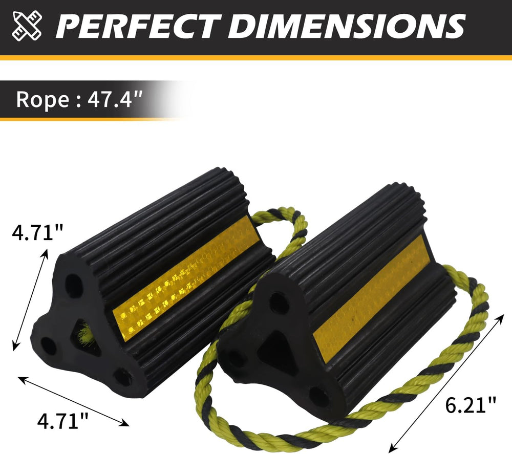 Wheel Chock for RV Trailer Camper Truck Car 2pair 4pack with Rope