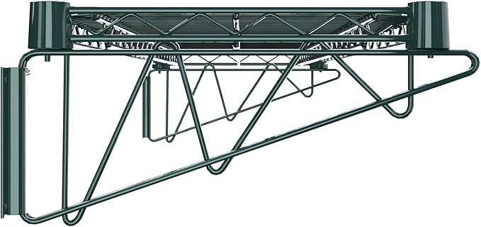 14" x 48" Green Epoxy Wire Wall Mount Shelf