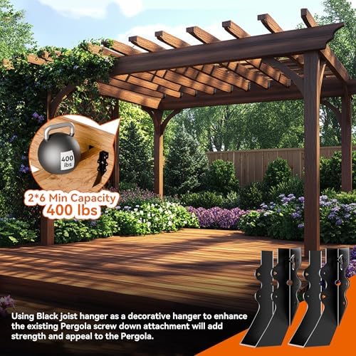 25 Pcs Black 2x6 Joist Hangers for Wood, 18 Gauge Rafter Brackets, face Mount...
