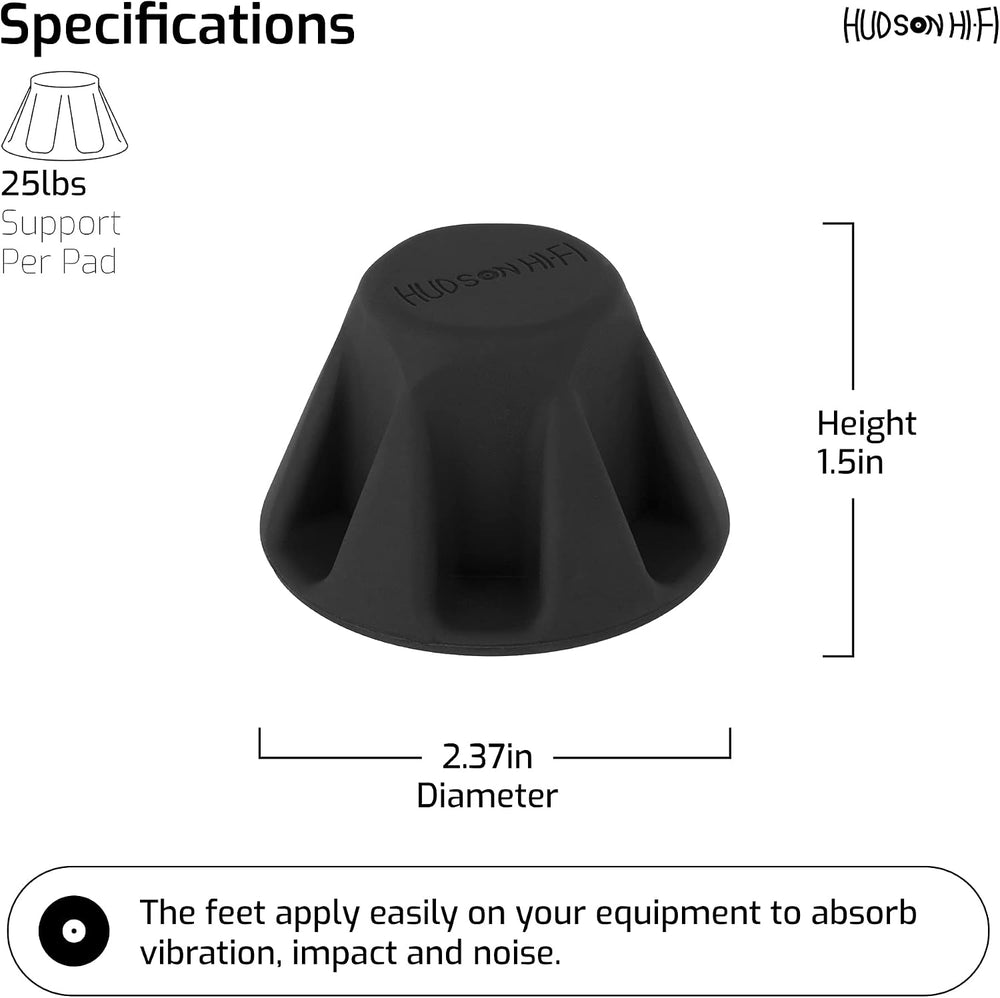 Speaker Isolation Feet – 8-Pack 1.5" Bigfoot Rubber Pads by Hudson Hi-Fi...