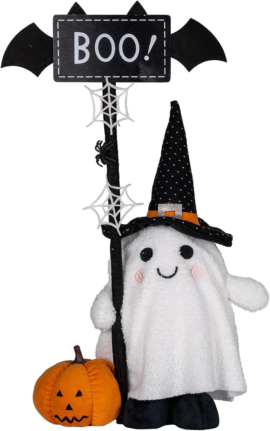 unanscre Standing Halloween Ghost Plush Decor with Adjustable Sign&Pumpkin