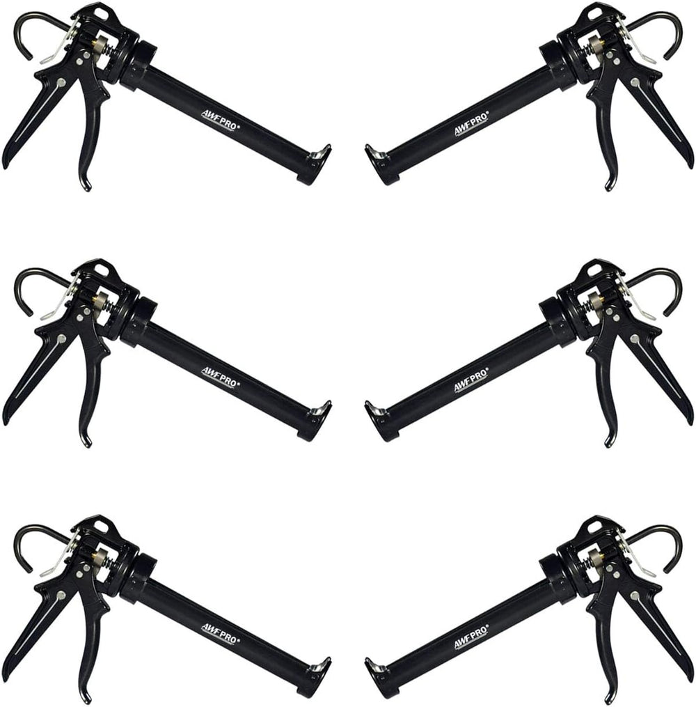 AWF PRO Heavy Duty Caulk Gun 10 oz, 18:1 Thrust Ratio, Pack of 6