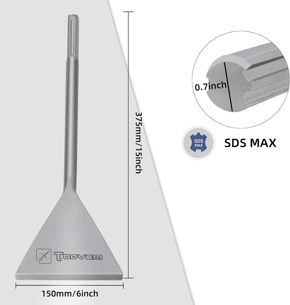 TOOVEM 6 Inch Wide SDS Max Chisel for SDS Max Shank Rotary Hammer Drills