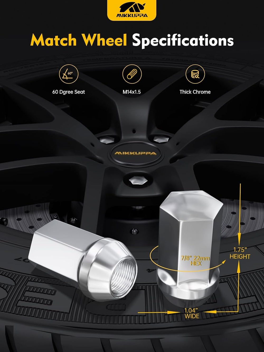 MIKKUPPA 24pcs M14x1.5 Lug Nuts - Replacement for Chevy Silverado Suburban Ta...