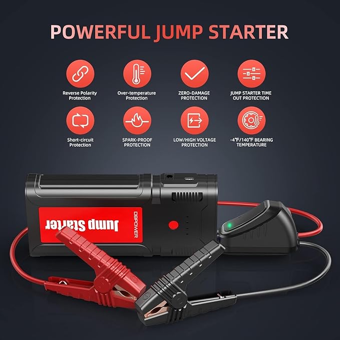 DBPOWER Jump Starter 2750A Peak 76.96Wh Portable Car Jump Starter 12V Auto