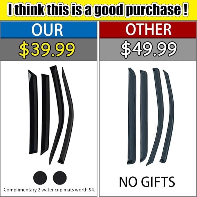 Rain Guards for Hyundai Elantra 2021 2022 2023, Tape-on Side Window Deflectors
