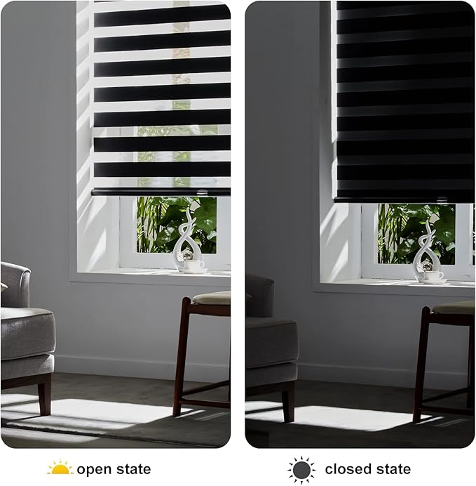 Persilux Cordless Zebra Blinds for Windows Free-Stop Roller Windows Shades Dual