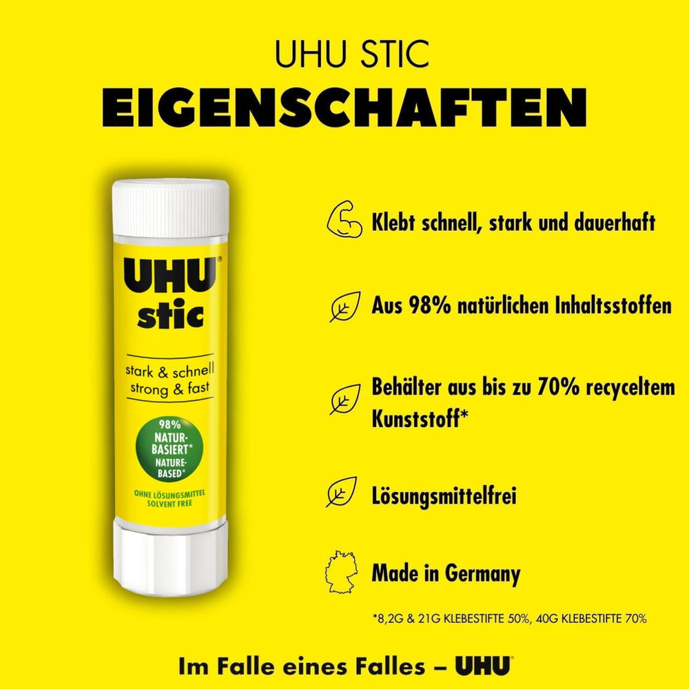 UHU Stic Glue Stick Solid Washable Non-Toxic 8.2g Ref 45187 [Pack of 24]