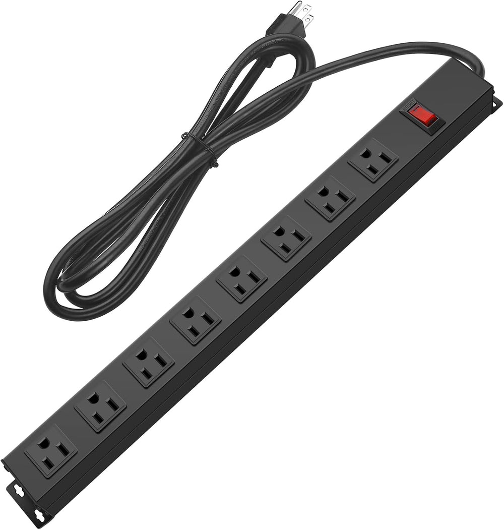 HHSOET Heavy Duty Long 8 Outlets, 14AWG Extension Cord, Black, 15FT, 2