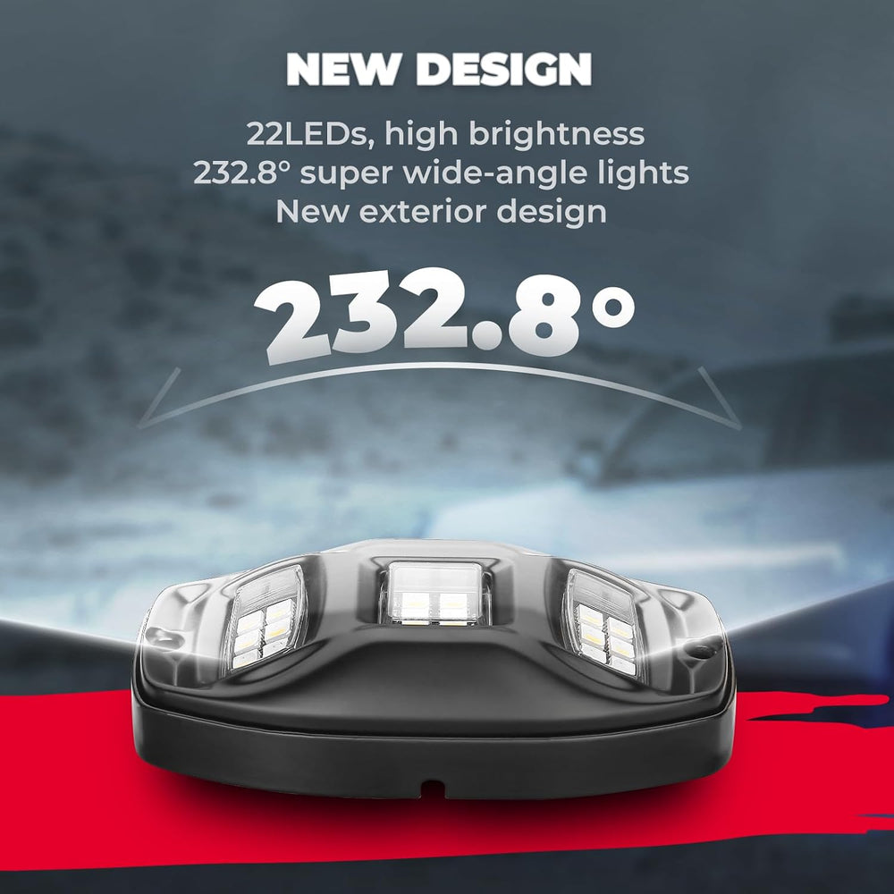 KEMIMOTO 4 Pods LED Rock Lights for Truck UTV, APP RF Dual Control Underglow ...