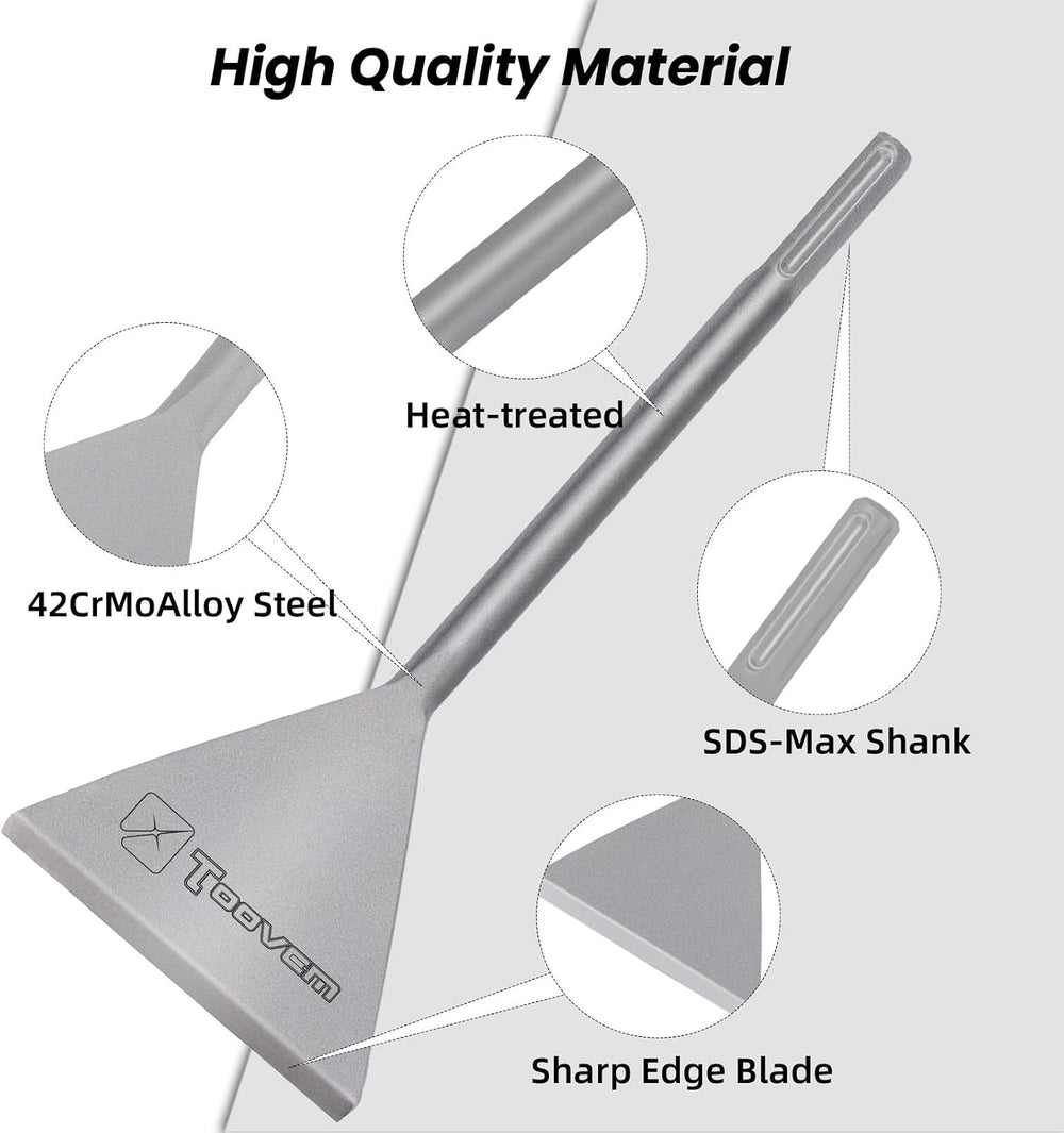 TOOVEM 6 Inch Wide SDS Max Chisel for SDS Max Shank Rotary Hammer Drills