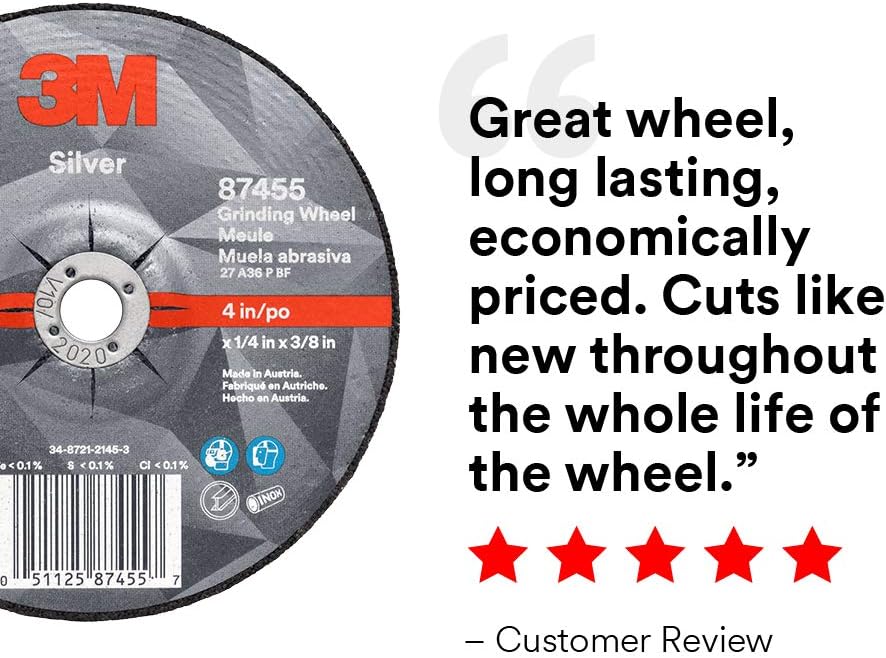 3M Silver Depressed Center Grinding Wheel, 87455, 36+, T27
