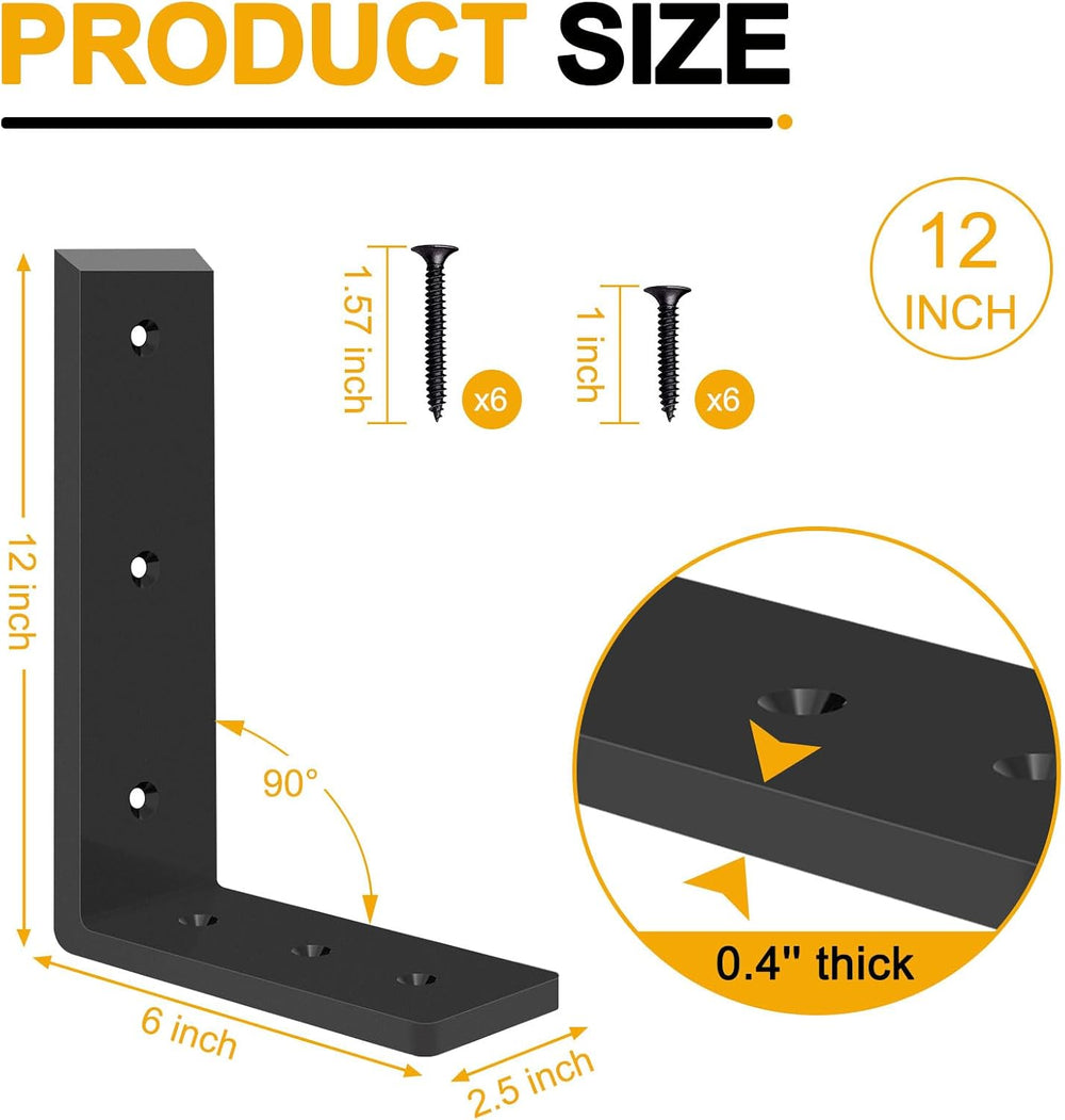 Countertop Support Brackets, Heavy Duty L Shelf Bracket 12'' x 6'...