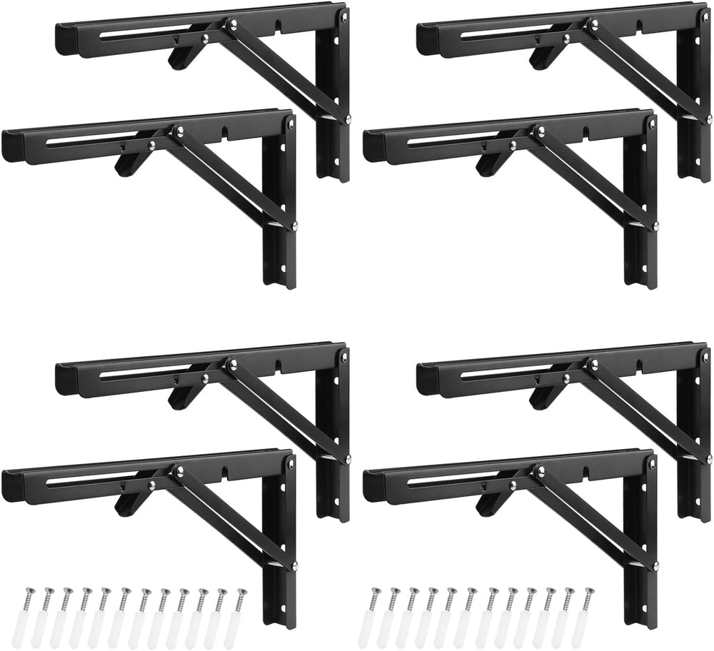 4 Pairs 8 PCS 12 Inch Folding Shelf Brackets,Metal Collapsible Shelf Bracket ...