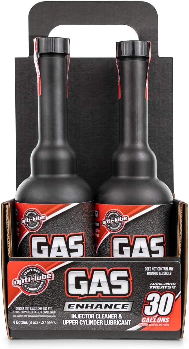 Opti-Lube Gas Enhance Fuel ADDITIVE: 8OZ 4 Pack Long Neck Bottles
