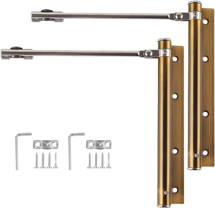2 Pack Automatic Door Closer for Home Easy to Install | Safety Spring Door Closers | Auto Soft Close to Convert Hinged Doors to Auto Self Closing | Adjustable Catch Speed | with Arm, Screw, Wrench