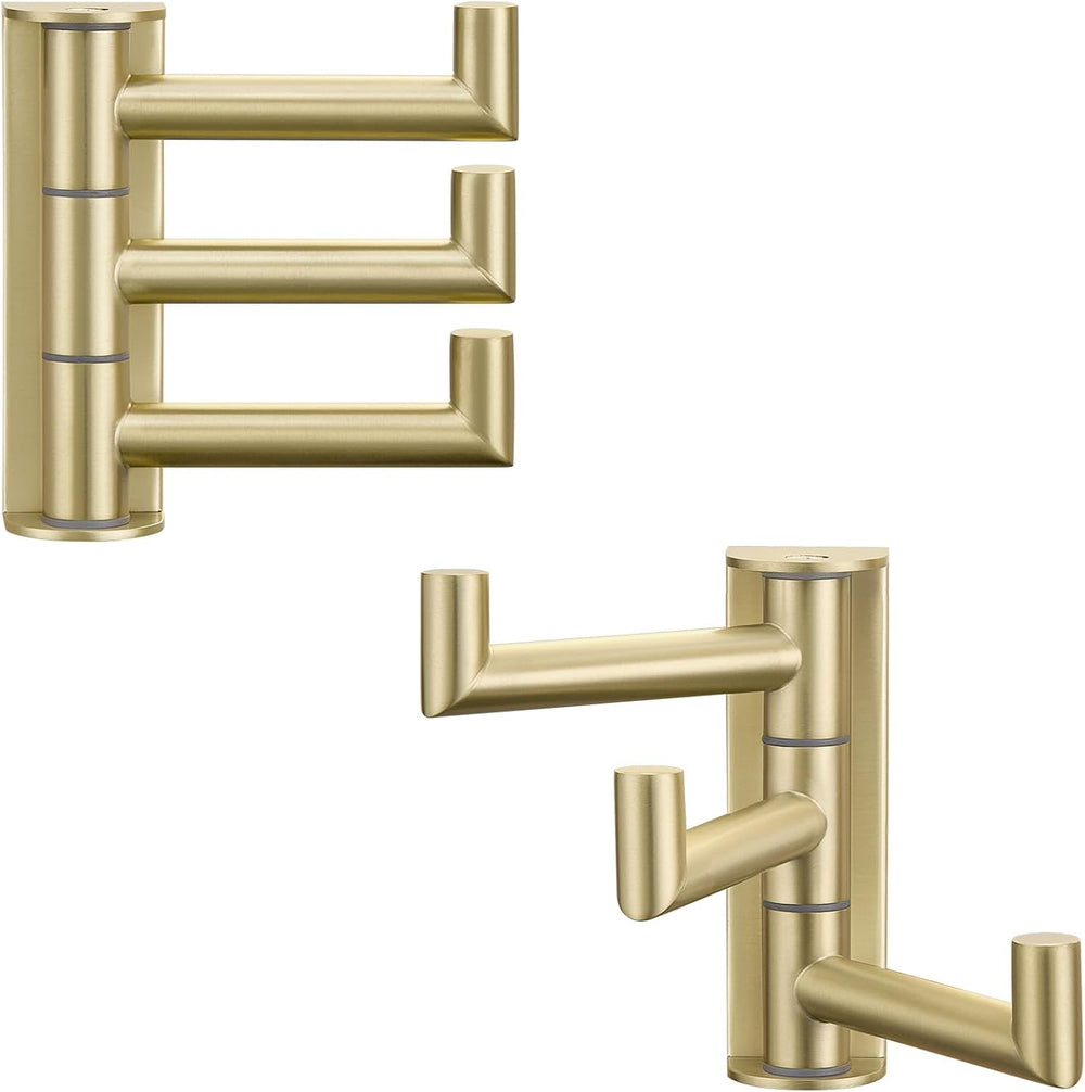 Angle Simple Swivel Towel Hooks 2 Pack, Brushed Gold