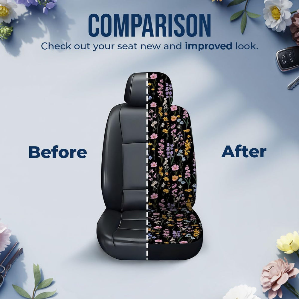 GENANY Floral Car Seat Covers, 2-Piece Front Seat Set