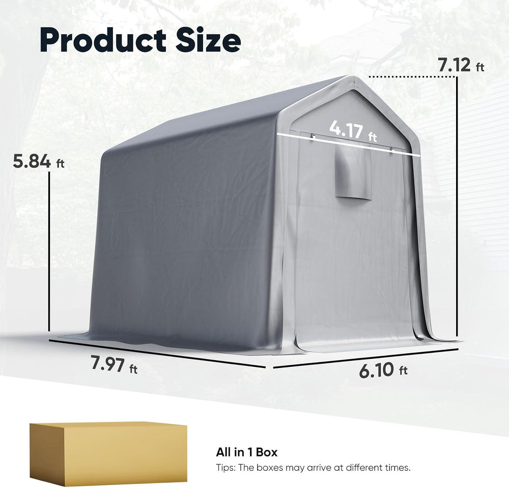 Quictent 6x8FT Small Storage Shelter Portable Shed with Roll-up Door&Vents
