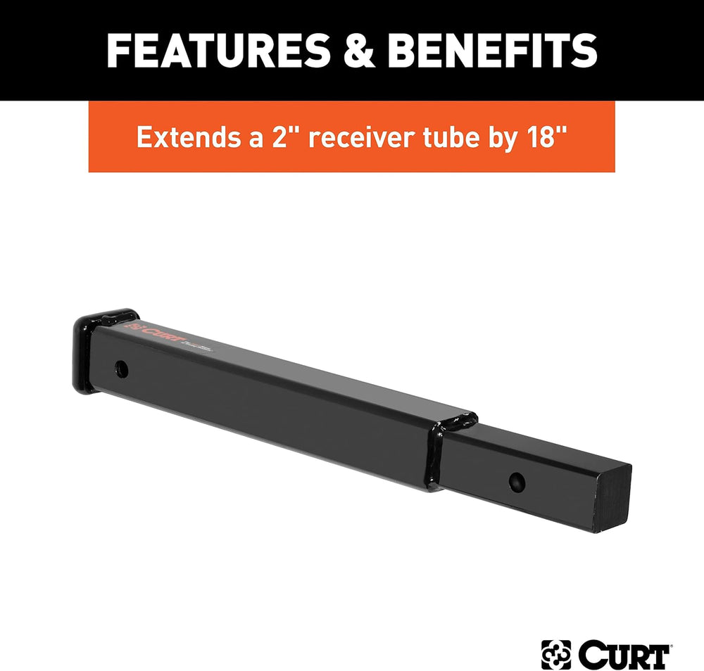 CURT 45796 18-Inch Trailer Hitch Extension for 2-Inch Receiver, 3,500 lbs.