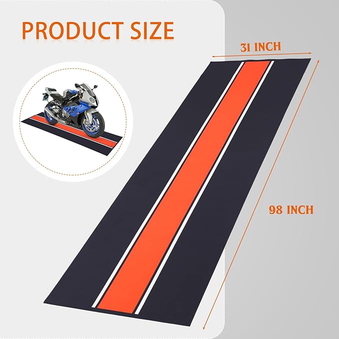 Motorcycle Mat 98 x 31 Inch Garage Floor Rug Washable Parking Mats